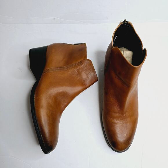 Clarks Elvina Dawn Tan Leather Distress Ankle Boots Size 9 - Picture 1 of 13